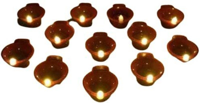 RENDROPS Sensor LED Diya for Home Decoration, Artificial Battery Diya's Plastic (Pack of 12) Table Diya Set(Height: 1 inch)