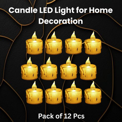 YAROH LED Candle Lights, LED Flameless Crystal Tea Candles Light For Diwali DécorW374 Plastic (Pack of 12) Table Diya Set(Height: 2 inch)