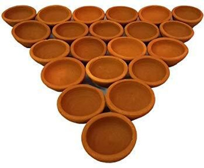 prajapati enterprises Mitti Ke Diye Set of 21 | Handmade Clay Diya for Diwali Decoration & Puja Earthenware (Pack of 21) Table Diya Set(Height: 0.81 inch)