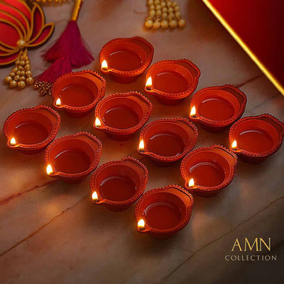 AMN COLLECTION water sensor diya Plastic (Pack of 12) Table Diya Set(Height: 1 inch)
