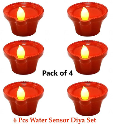 stark Water Sensor Real Diya, Lighten Up When Fill with Water Plastic (Pack of 4) Table Diya(Height: 1 inch)