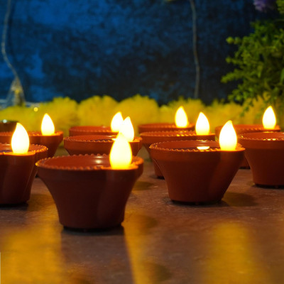 DLenox Water Sensor Diya Lights Electric Flameless &Smokeless LED Diyas, Diya set of 12 Plastic Hanging Diya Set(Height: 3 inch)