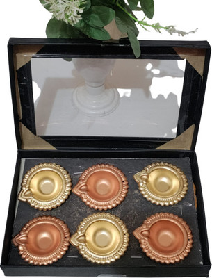 OSHD Brass (Pack of 6) Table Diya Set(Height: 3 inch)