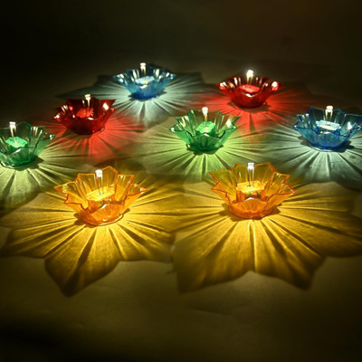 Lipzie Plastic (Pack of 6) Table Diya Set(Height: 1.5 inch)