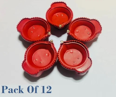 Jantrex Plastic (Pack of 12) Table Diya Set(Height: 3 inch)