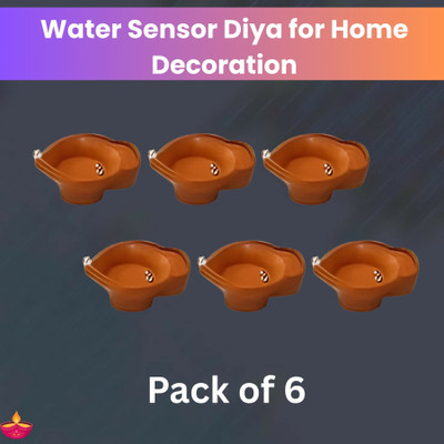 Clairbell LED Water Diya & Water Sensor Diya for Diwali Festival Home & Office Décor_6S20 Plastic (Pack of 6) Table Diya Set(Height: 2 inch)