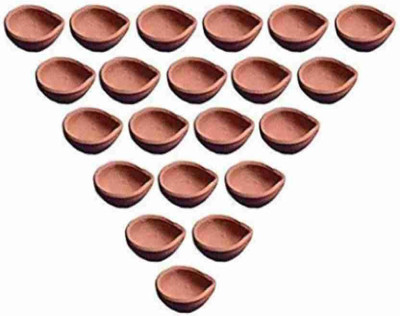 Somadev Earthenware (Pack of 11) Table Diya(Height: 3.5 inch)