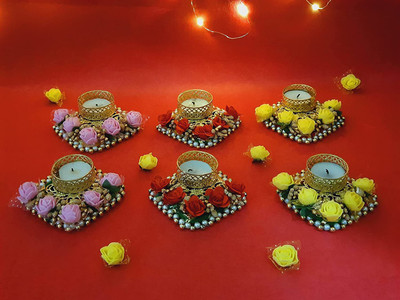 GIFT JAIPUR Gold Plated (Pack of 6) Table Diya Set(Height: 1 inch)