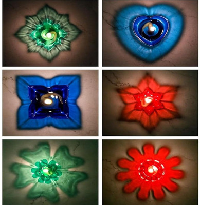BS NATURAL 3D Shadow Reflection Floating Plastic Lamp | Decorative Diwali Diya Candle_pd38 Plastic (Pack of 12) Table Diya Set(Height: 2.5 inch)
