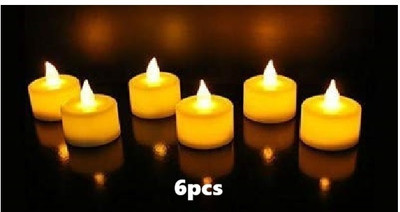 TRUJVE 6pc Tea Light Mini LED Plastic Candles Yellow Diya Light for Gifting, Home Decor Plastic (Pack of 6) Table Diya Set(Height: 1.9 inch)