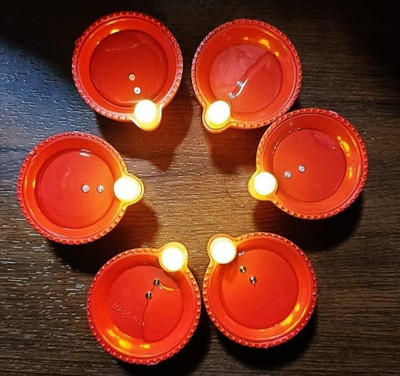 RK Creation Plastic (Pack of 6) Table Diya Set(Height: 2 inch)