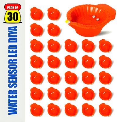 RavAry Modern led water Sensor Diya Plastic, Iron (Pack of 30) Table Diya Set(Height: 2.5 inch)