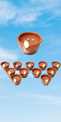asep Ritual14 Bone China (Pack of 12) Table Diya(Height: 3 inch)