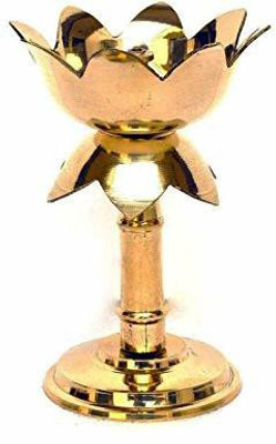 DOKCHAN Brass Table Diya(Height: 4 inch)