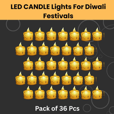 SACRO LED Candle Lights, LED Flameless Crystal Tea Candles Light For Diwali DécorZW182 Plastic (Pack of 36) Table Diya Set(Height: 2 inch)