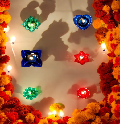 BS NATURAL Plastic (Pack of 6) Table Diya Set(Height: 1 inch)