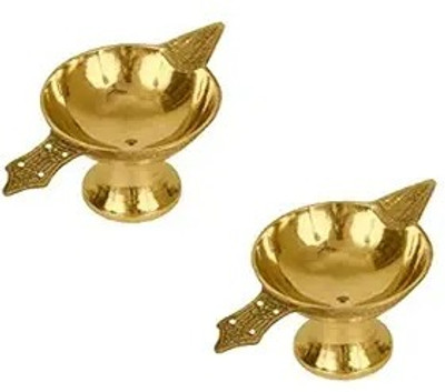 adiyogi art and gallery Brass (Pack of 2) Table Diya Set(Height: 3.5 inch)