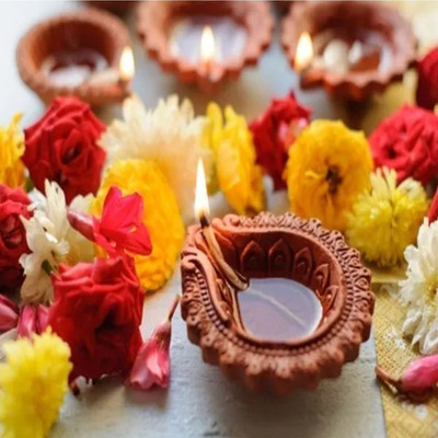 SHREESHIV 002 Terracotta (Pack of 5) Table Diya Set(Height: 1 inch)