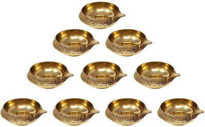 pranchi Brass (Pack of 10) Table Diya Set(Height: 5 inch)