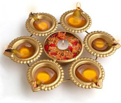 RSB Handicrafts Diya Urli-01 Iron Table Diya Set(Height: 1 inch)