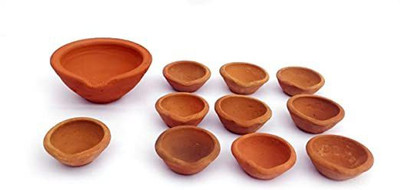 shailzz's pack of 11 Ceramic (Pack of 11) Table Diya Set(Height: 2 inch)