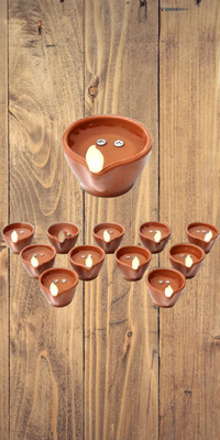 asep Ritual21 Bone China (Pack of 12) Table Diya(Height: 3 inch)
