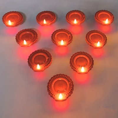 jkitems Water sensor LED Light Diya Plastic (Pack of 10) Table Diya Set(Height: 1.5 inch)