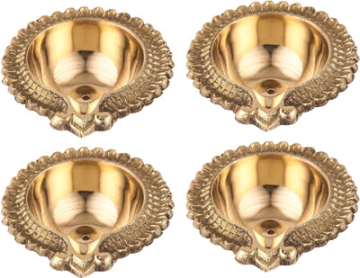 DOKCHAN Brass Dhan Kuber Diya for Daily Puja & Festival Time|Pack of 4|Home & Office Brass (Pack of 4) Table Diya(Height: 0.5 inch)