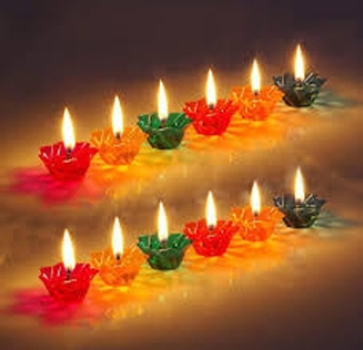 Sai Kirpa Accessories Reflected Shadow Floating diya set Plastic (Pack of 6) Table Diya Set(Height: 1 inch)