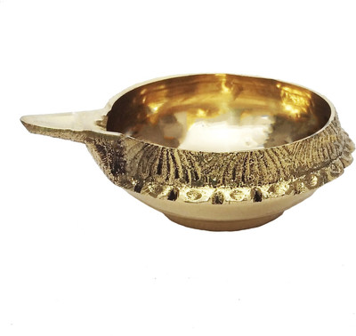 KAPER Brass Diwali Kuber Diya for Pooja | Traditional Deepak for Table Brass Diya. Brass Table Diya(Height: 1 inch)