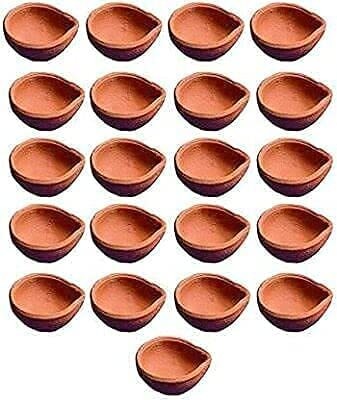 Sunvi Terracotta (Pack of 11) Table Diya Set(Height: 2 inch)