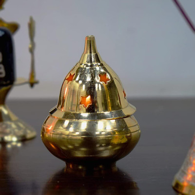 sf hospitality Brass Apple Stand Diya Shape Akhand Diya (2.5 x 2.4 CM Brass (Pack of 2) Table Diya Set(Height: 2.2 inch)