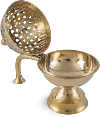 Samy Collectables Loban Burner Dhooni Dhoop Dhuni Brass Table Diya(Height: 8 inch)