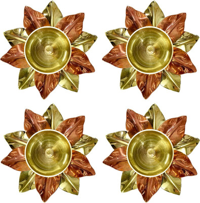 SMDE Brass (Pack of 4) Table Diya Set(Height: 4 inch)