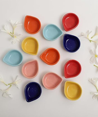 Aesthetic nest Aesthetic Nest Diwali diya set pack of 4 Ceramic (Pack of 4) Table Diya Set(Height: 1 inch)