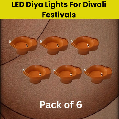 Guggu Water Sensor Diya, LED Water Diyas for Diwali, Home & Office Décor Pack of 6E57 Plastic (Pack of 6) Table Diya Set(Height: 2 inch)