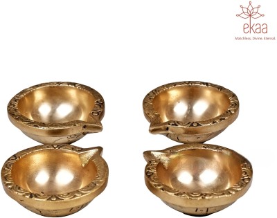 Ekaa Handicrafts Brass Oil Diya for Pooja (Set of 5) Brass (Pack of 5) Table Diya Set(Height: 1 inch)