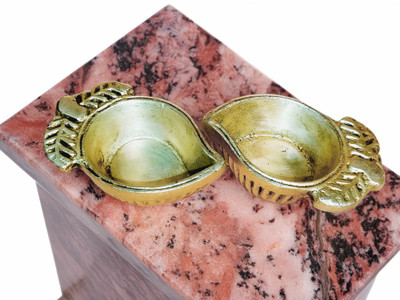 iCKREATE Mango Diya Brass (Pack of 2) Table Diya Set(Height: 2 inch)