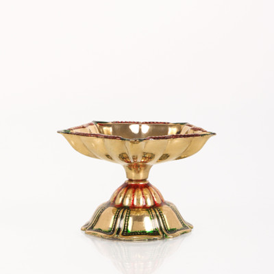 DANIYAL HANDICRAFTS Panchaarti Brass Diya | Diya for Puja Brass Table Diya(Height: 2.5 inch)