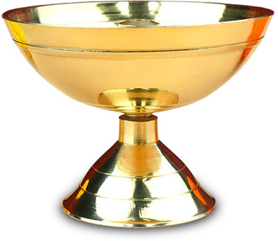 Rudra Centre Small Gold Finish Sacred Brass Table Diya(Height: 2.3 inch)