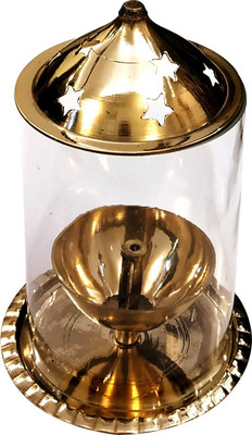 SBBCO Akhand1 Brass, Glass Table Diya(Height: 5.3 inch)