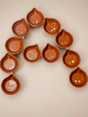 3BAAN Plastic (Pack of 12) Table Diya Set(Height: 2 inch)