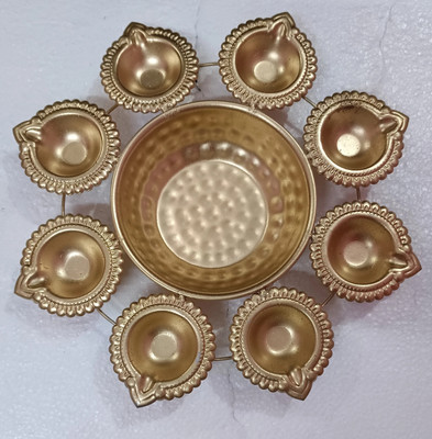 yawar handicrafts 10 inch metal urli diya bowl set Iron Table Diya(Height: 2 inch)