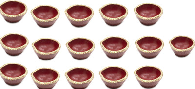 SOMUDEE Pottery (Pack of 16) Table Diya Set(Height: 1 inch)