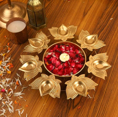NAUT NMD013 Iron Table Diya Set(Height: 5 inch)
