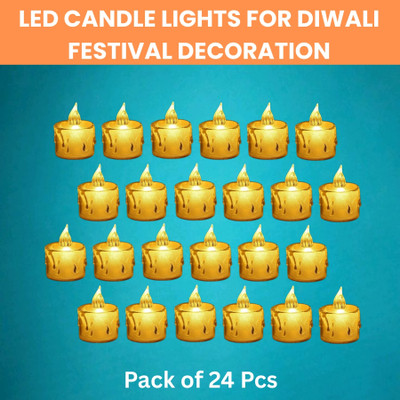 Clairbell LED Candle Lights, LED Flameless Crystal Tea Candles Light For Diwali DécorW497 Plastic (Pack of 24) Table Diya Set(Height: 2 inch)