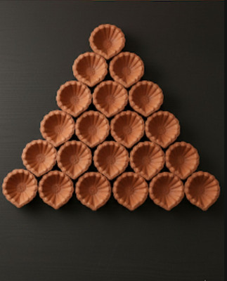 asrana Shubh Deepawali diya set/ diya/ mitti ke diye/ puja ke diye/ deepam set Terracotta (Pack of 21) Table Diya Set(Height: 1 inch)