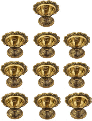 ayoni BMEE370 Brass (Pack of 10) Table Diya Set(Height: 2 inch)