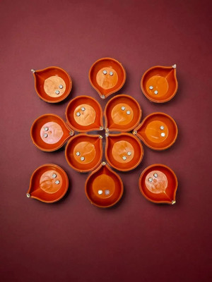 3BAAN A752Water Sensor Diya for Home Decoration Electric Flameless & Diya Lights Plastic (Pack of 12) Table Diya Set(Height: 4 inch)