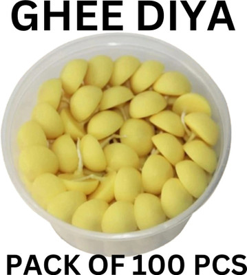 IND AGARBATTI STORE IND Ghee diya Batti | Cow ghee diya 100pcs | diya| jyoti bati| Diwali diya Cotton Table Diya(Height: 1 inch)